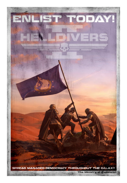 Helldivers 2 Game Enlist Today War Propaganda Vintage Retro Art Room