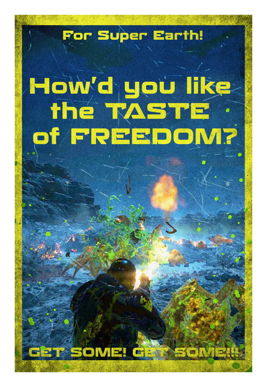 Helldivers 2 Game War Propaganda Vintage Retro Art Taste of Freedom Room