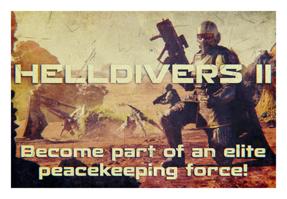 Helldivers 2 Game Starship Troopers War Propaganda Vintage Retro Art Room