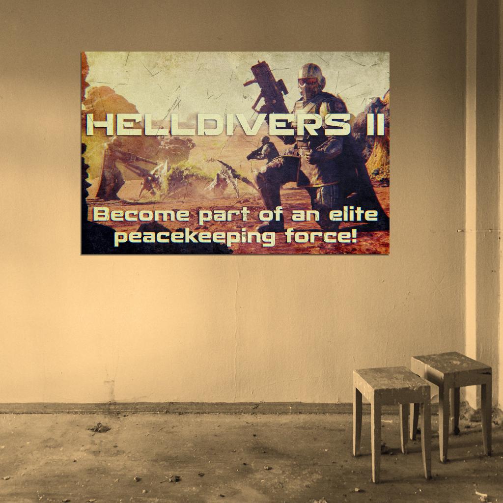 Helldivers 2 Game Starship Troopers War Propaganda Vintage Retro Art Room