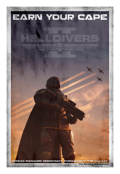 Helldivers 2 Game War Propaganda Vintage Retro Art Room