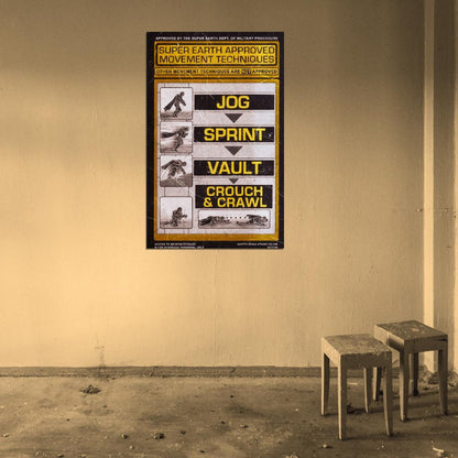 Helldivers 2 Game Training Sign Warning War Propaganda Vintage Retro Art Room