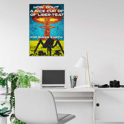 Helldivers 2 Game Nuclear Blast War Propaganda Vintage Retro Art Room