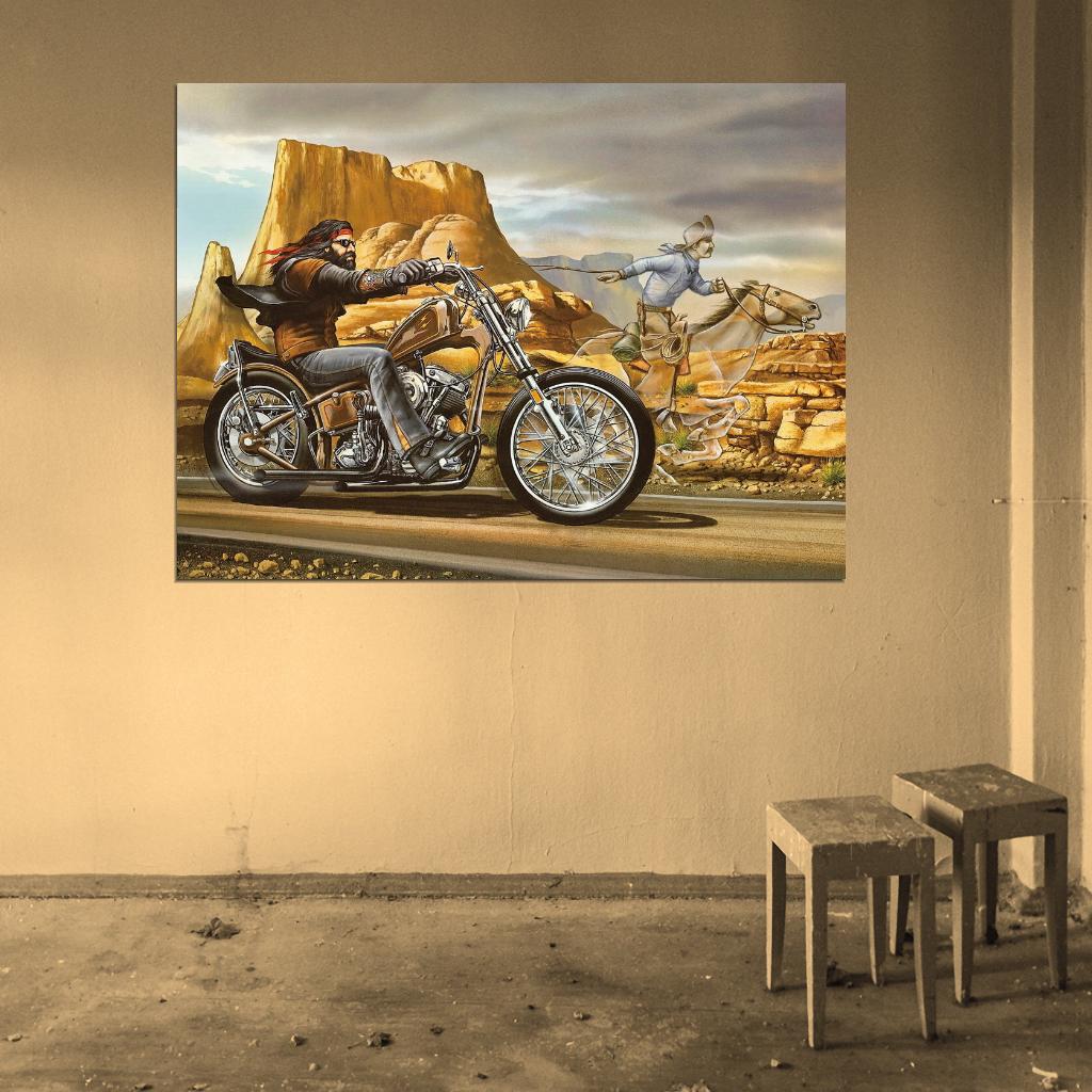 Ghost Rider David Mann Cult Biker Art Print Poster